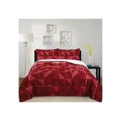 CHANTILLY - Cubrecama Ruffle Sherpa Patch Rojo 1.5P