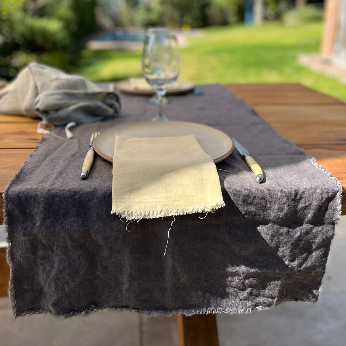 PUROLINO - Camino de Mesa Rústico 50x275 Gris