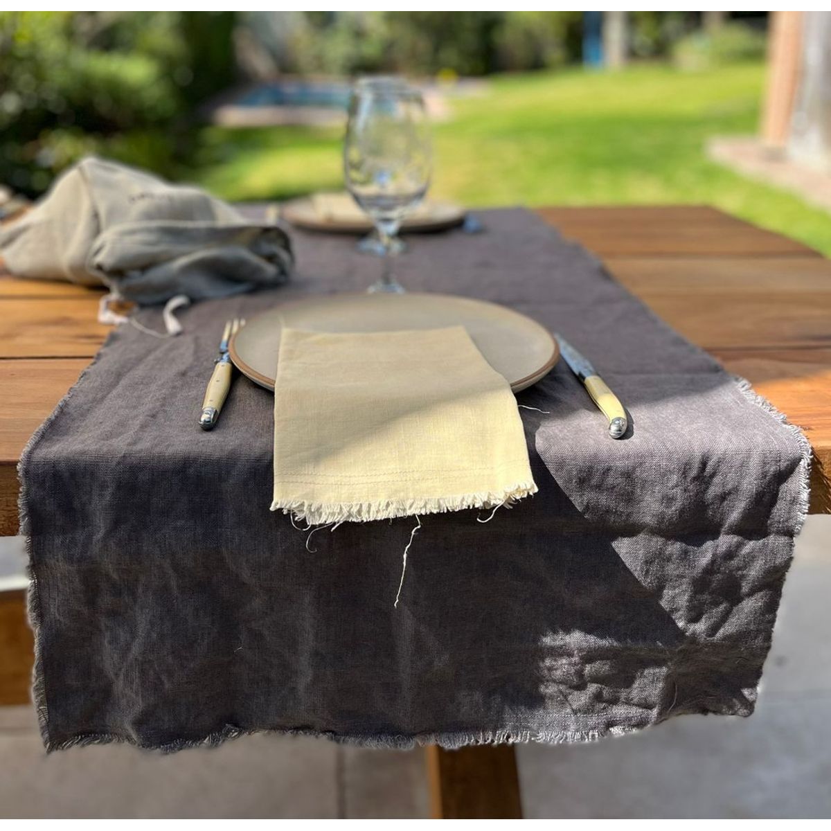 PUROLINO - Camino de Mesa Rústico 50x275 Gris