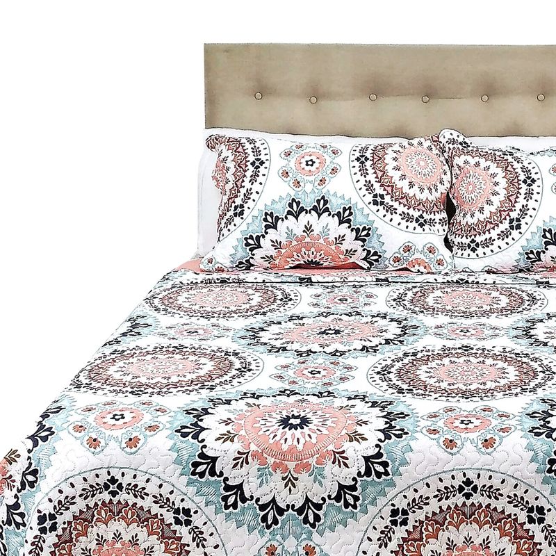 CHANTILLY - Cubrecama Microfibra Estampado Mandala 2 Plazas CHANTILLY