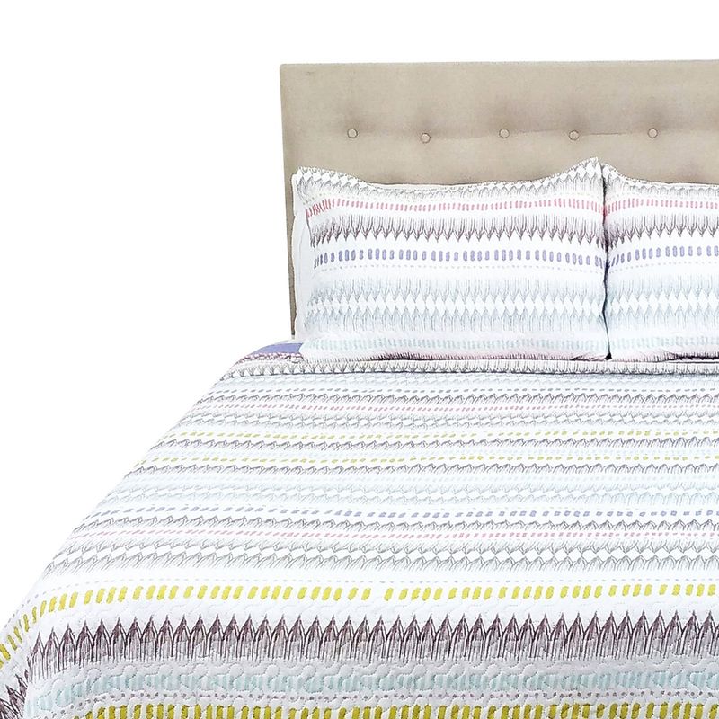 CHANTILLY - Cubrecama Microfibra Estampado Trazos 2.5 Plazas CHANTILLY