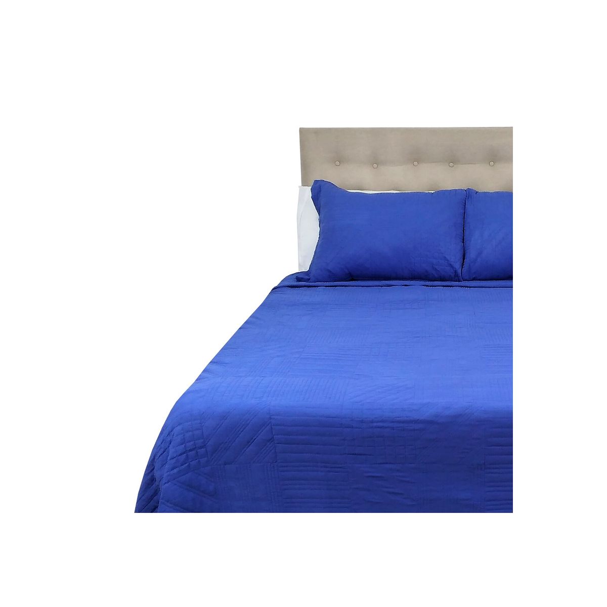 CHANTILLY - Cubrecama Prewash Cuadros Bordado 1.5 Plazas Morado CHANTILLY