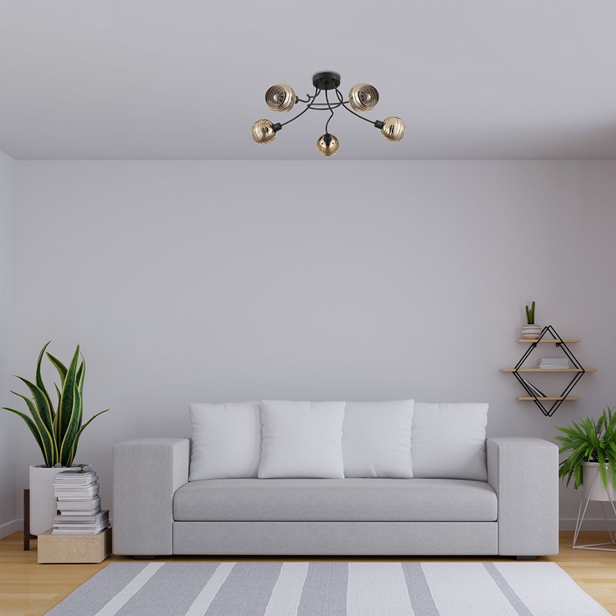 EGLO - Lámpara Techo Creppo Acero Negro H245 E14 5X40W Cod 39691