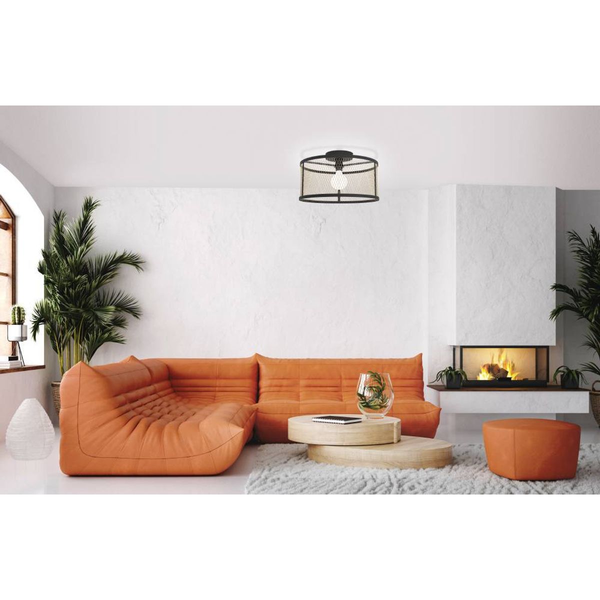 EGLO - Lámpara Techo Dellow Acero Negro DM450 E27 1x40W IP20 Cod43603