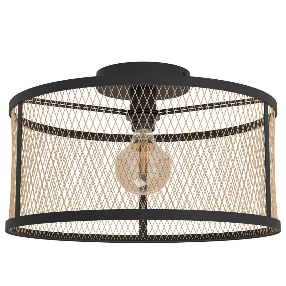 EGLO - Lámpara Techo Dellow Acero Negro DM450 E27 1x40W IP20 Cod43603