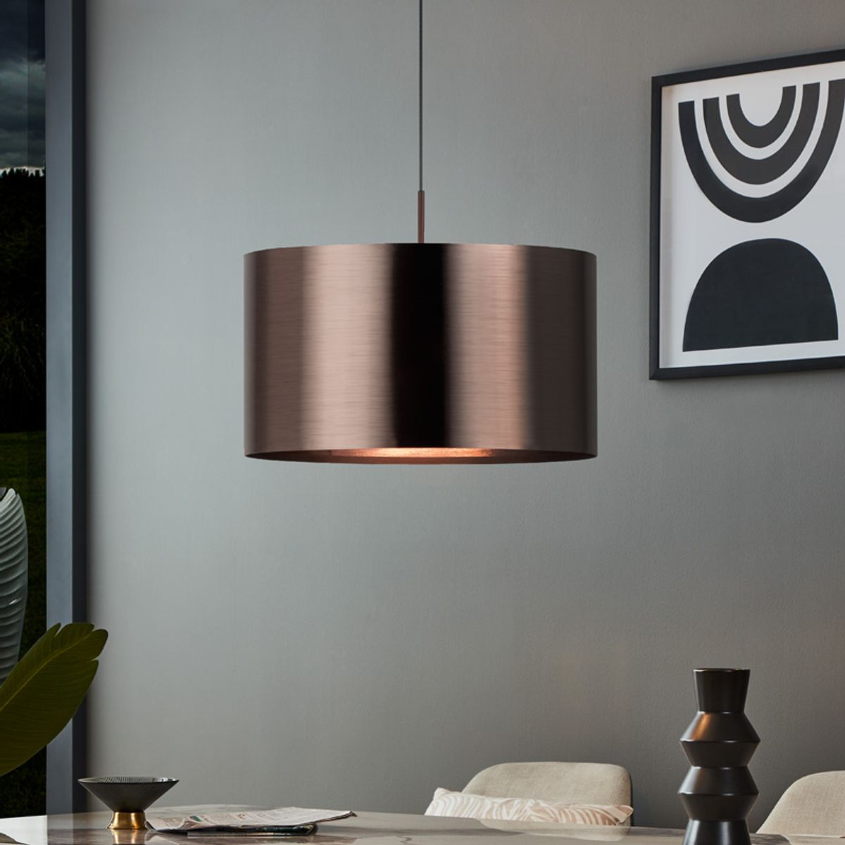 EGLO - Lámpara Colgante Saganto Acero H1100 DM450 E27 1x60W IP20 Cod39356