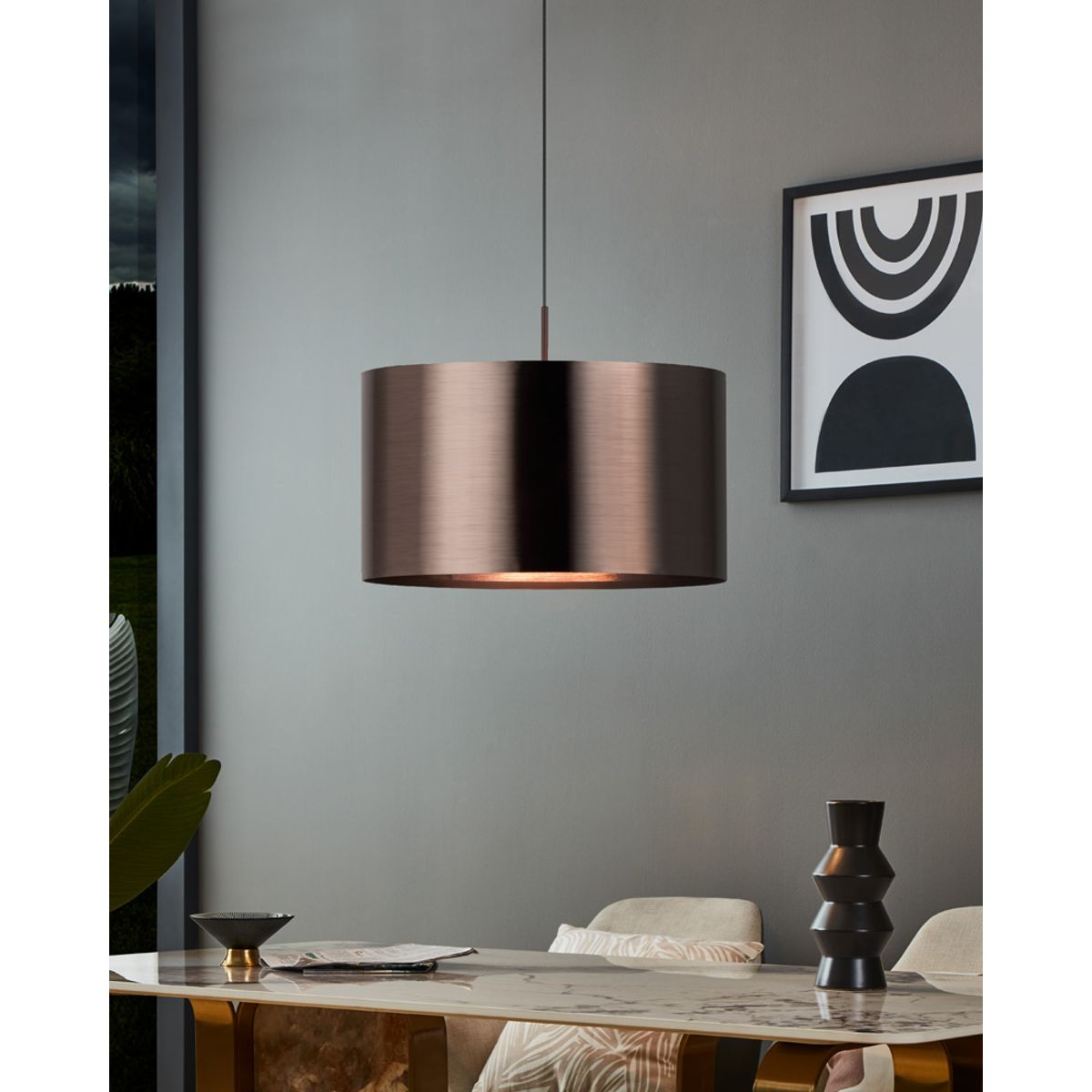 EGLO - Lámpara Colgante Saganto Acero H1100 DM450 E27 1x60W IP20 Cod39356