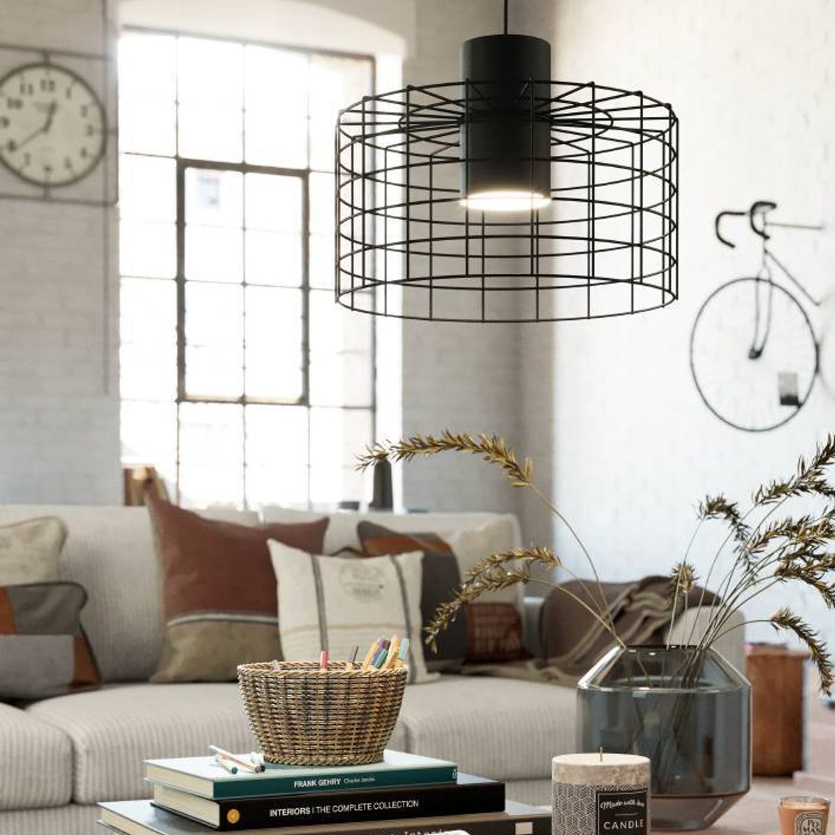 EGLO - Lámpara Colgante Milligan Blanco Negro E27 1X40W cod43627