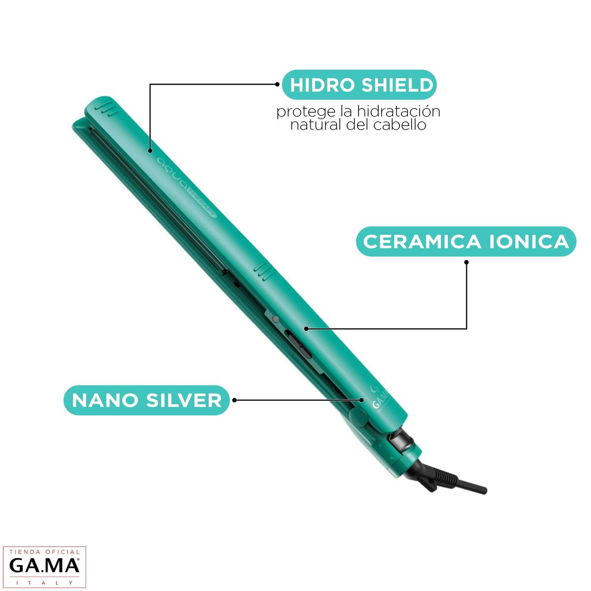 GAMA - Plancha Alisadora Elegance Gama Aqua Therapy Hydro Shield