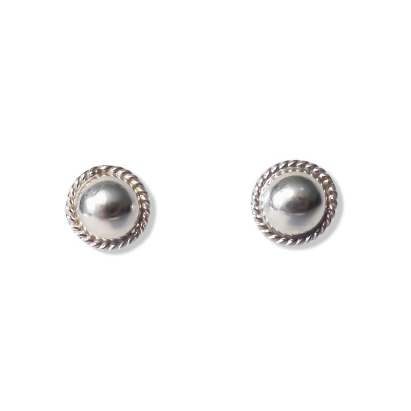 ANDREA COGGIOLA JOYAS - Aros Media Bola Trenza 8mm Plata Fina 925