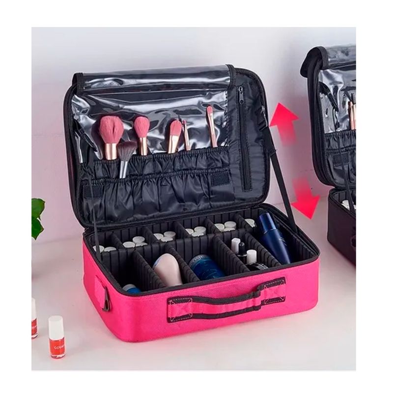 GENERICO - Maleta De Maquillaje De Mano Portatil Fucsia
