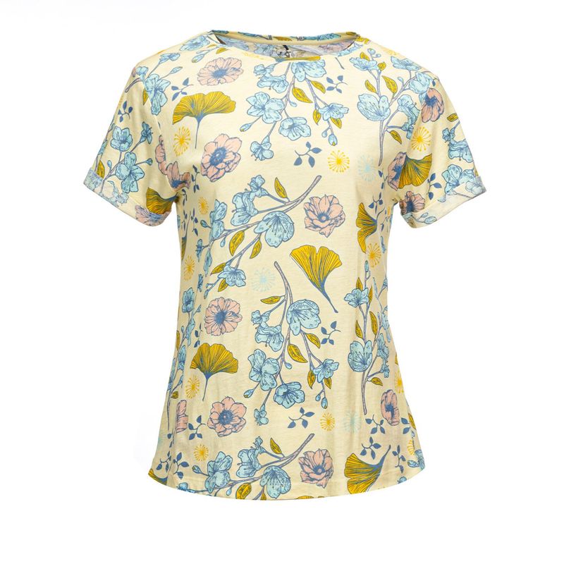 HAKA HONU - Polera Mujer Flora Amarillo Haka Honu