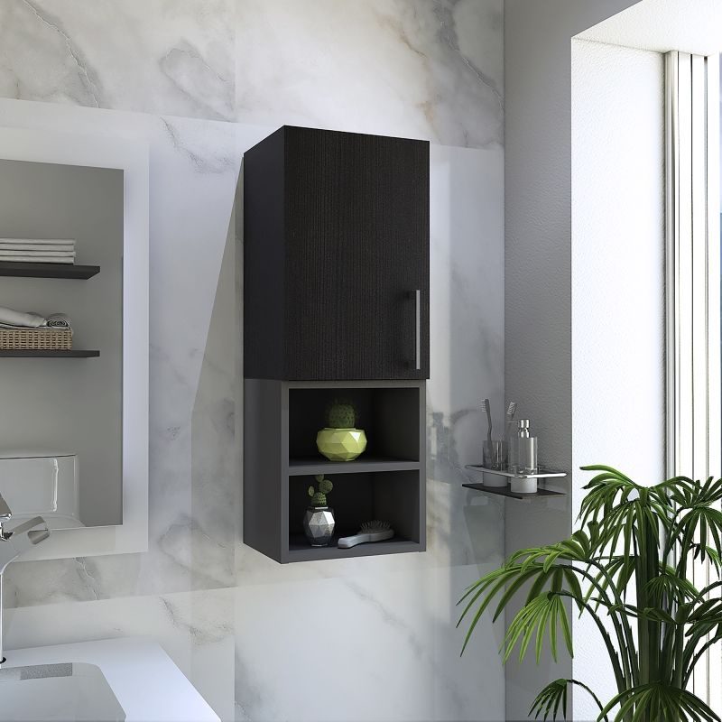FMFURNITURE - Mueble Auxiliar De Baño Muro - Negro 80.2x30x25 cm