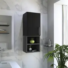 FMFURNITURE - Mueble Auxiliar De Baño Muro - Negro 80.2x30x25 cm