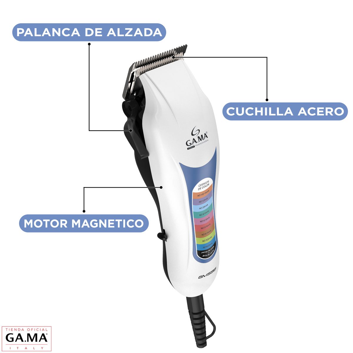 GAMA - Cortapelos Profesional Gama Gm596 20 Piezas Motor Magnético