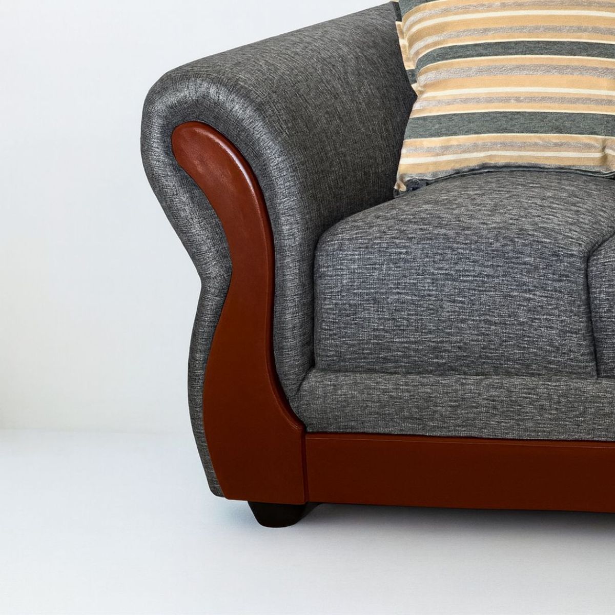 GENERICO - Juego de Living 311 Florencia gris oscuro sofa resorte + 2 sitiales madera