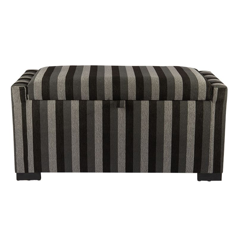 GENERICO - Banqueta con Baúl Leyzy Rayas Negras Omega 40X55X105 cm Máxima Design