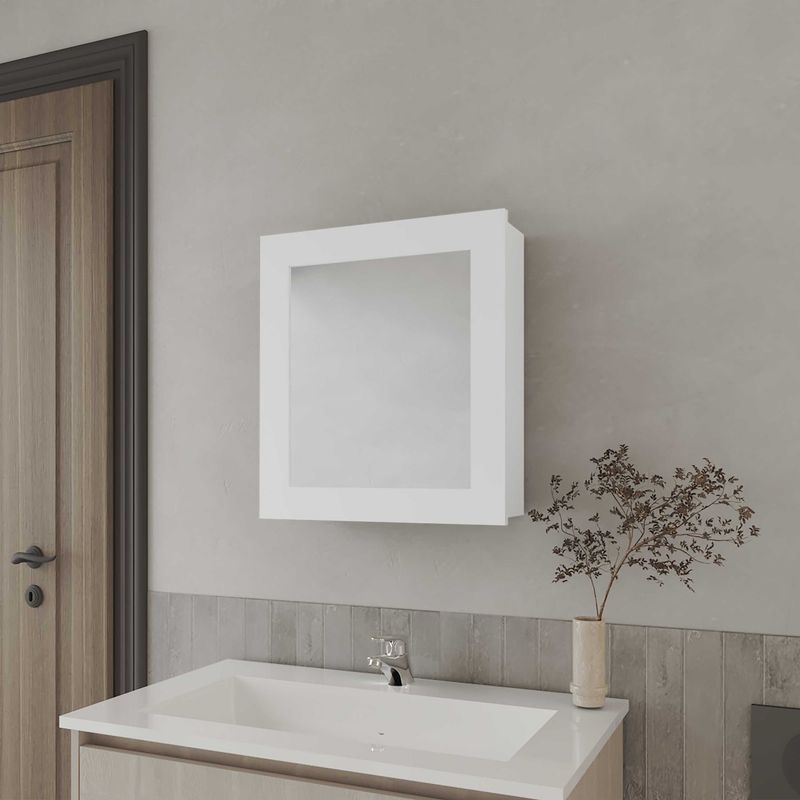 FMFURNITURE - Botiquin 1 Puerta Con Espejo - Blanco 52.2x47.2x14.6 cm