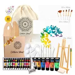 CELEBRA IDEAS - Set de Arte Acrílicos Metalizados Atril bastidores Kit Arte