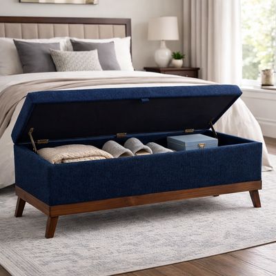 Imagen 2 del producto Banqueta con Baúl Incy Azul Omega 120x40x50 cm Máxima Design