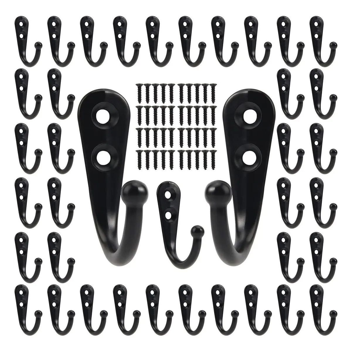 KUANGYE - Paquete De 40 Ganchos De Pared, Ganchos De Pared Negros Para