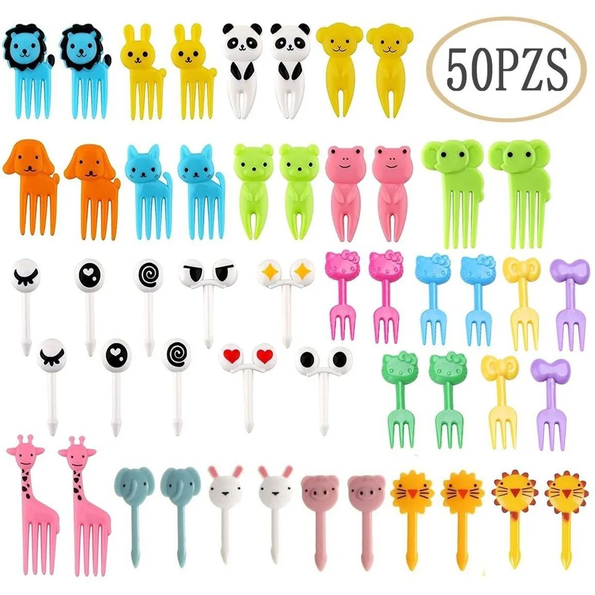 KUANGYE - Tenedor Con Diseño De De Animales Para Niños, 50 Piezas