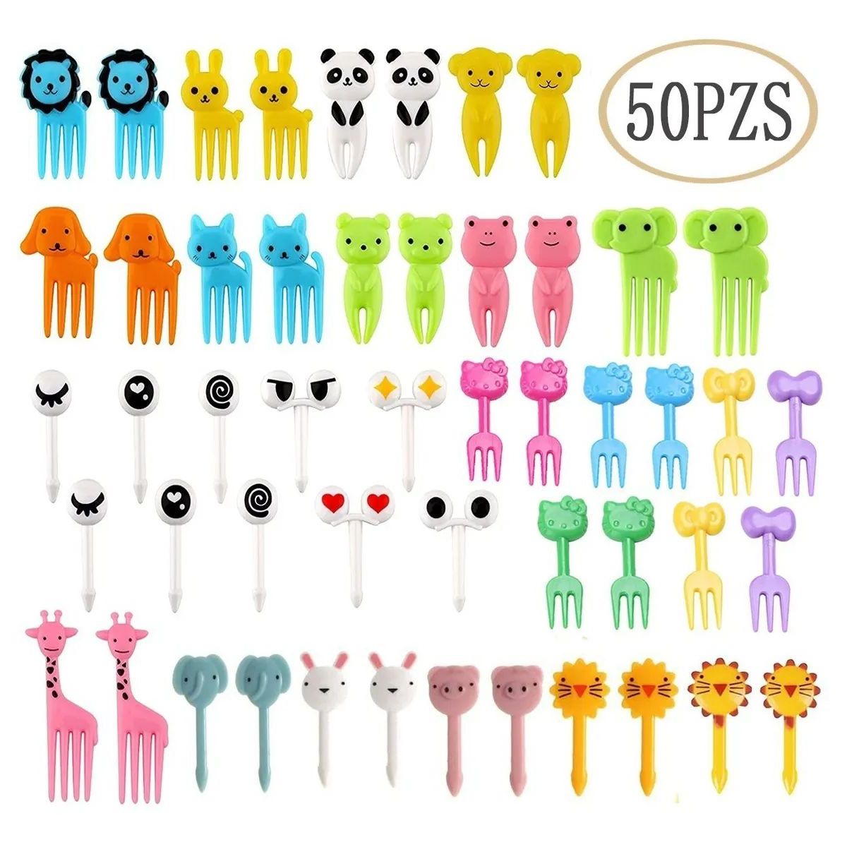 KUANGYE - Tenedor Con Diseño De De Animales Para Niños, 50 Piezas