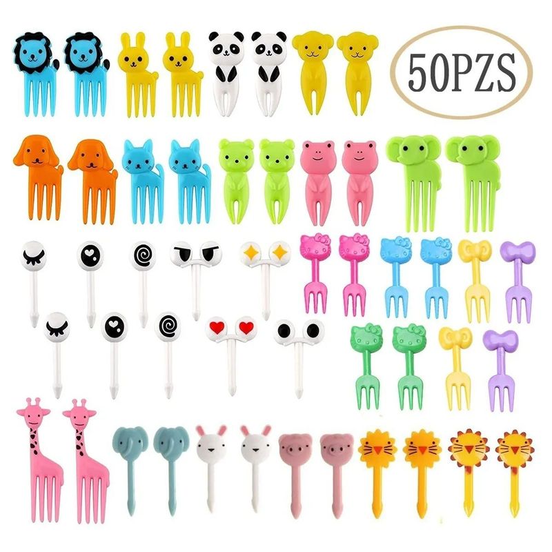 KUANGYE - Tenedor Con Diseño De De Animales Para Niños, 50 Piezas
