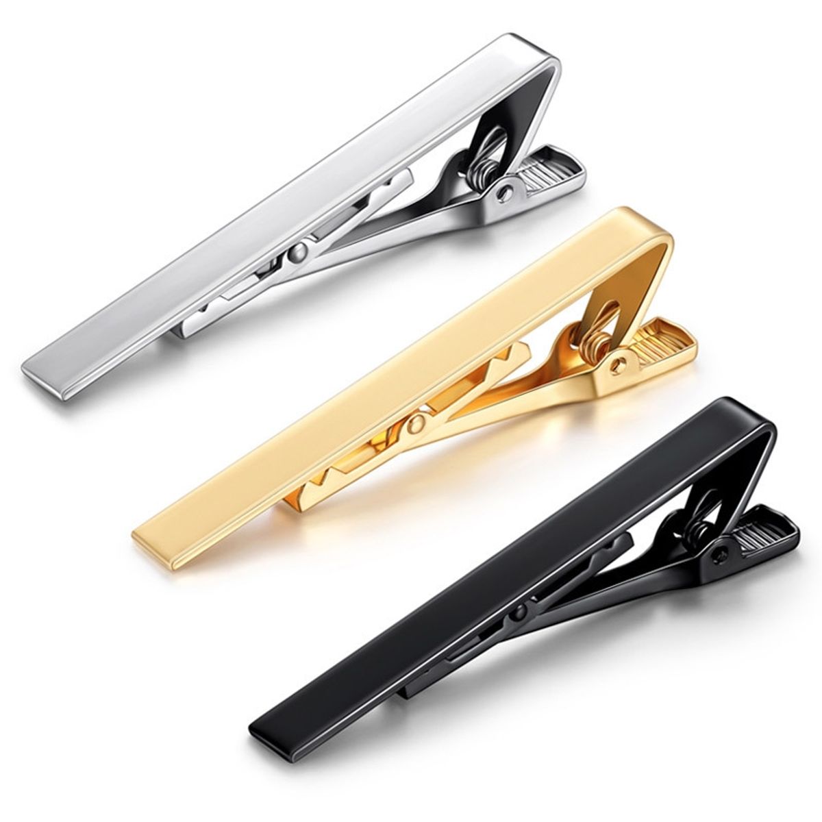 KUANGYE - Pasador De Corbata De Metal Con Clip De Resorte 3 Pcs