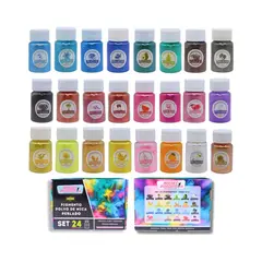 GENERICO - Set 24 Pigmentos Polvo de Mica Perlados Para Resina Epóxica