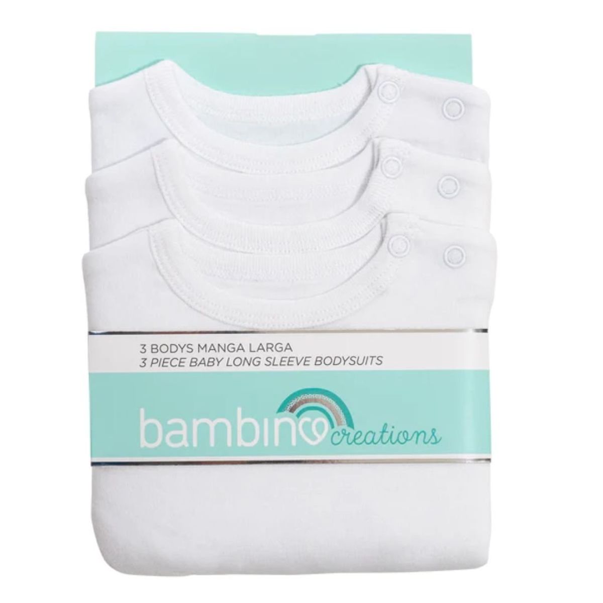 BAMBINO - Set 3 bodys blancos manga larga para bebé