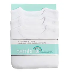 BAMBINO - Set 3 bodys blancos manga larga para bebé