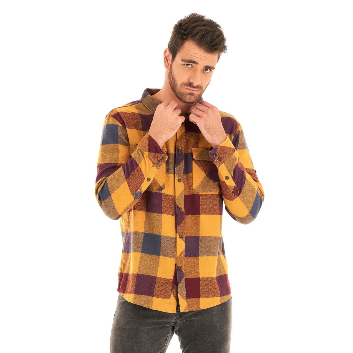 LIPPI - Camisa Hombre Lumberjack Shirt Mostaza Lippi