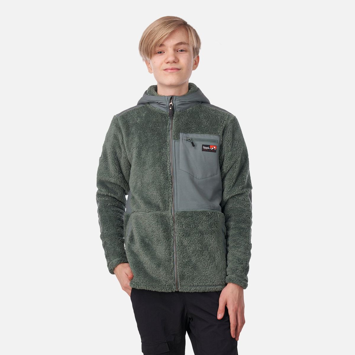 LIPPI - Chaqueta Teen Boy Bear Shaggy-Pro Hoody Jacket Verde Grisaceo Lippi