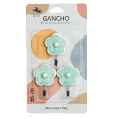RUNN - Ganchos Decorativos Diseño Flor Verde