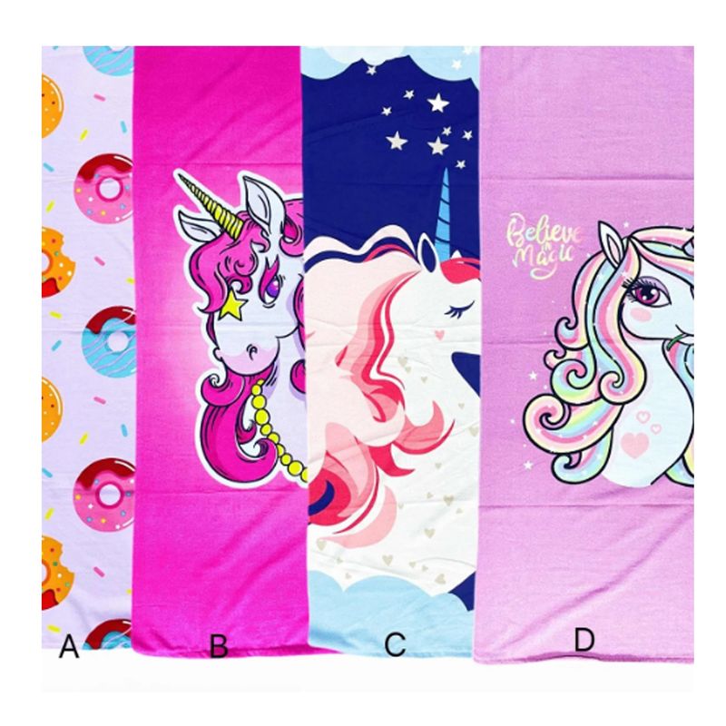 EVERSO - Pack 3 Toalla Rectángular Playa Baño Con Diseños Colores Niña