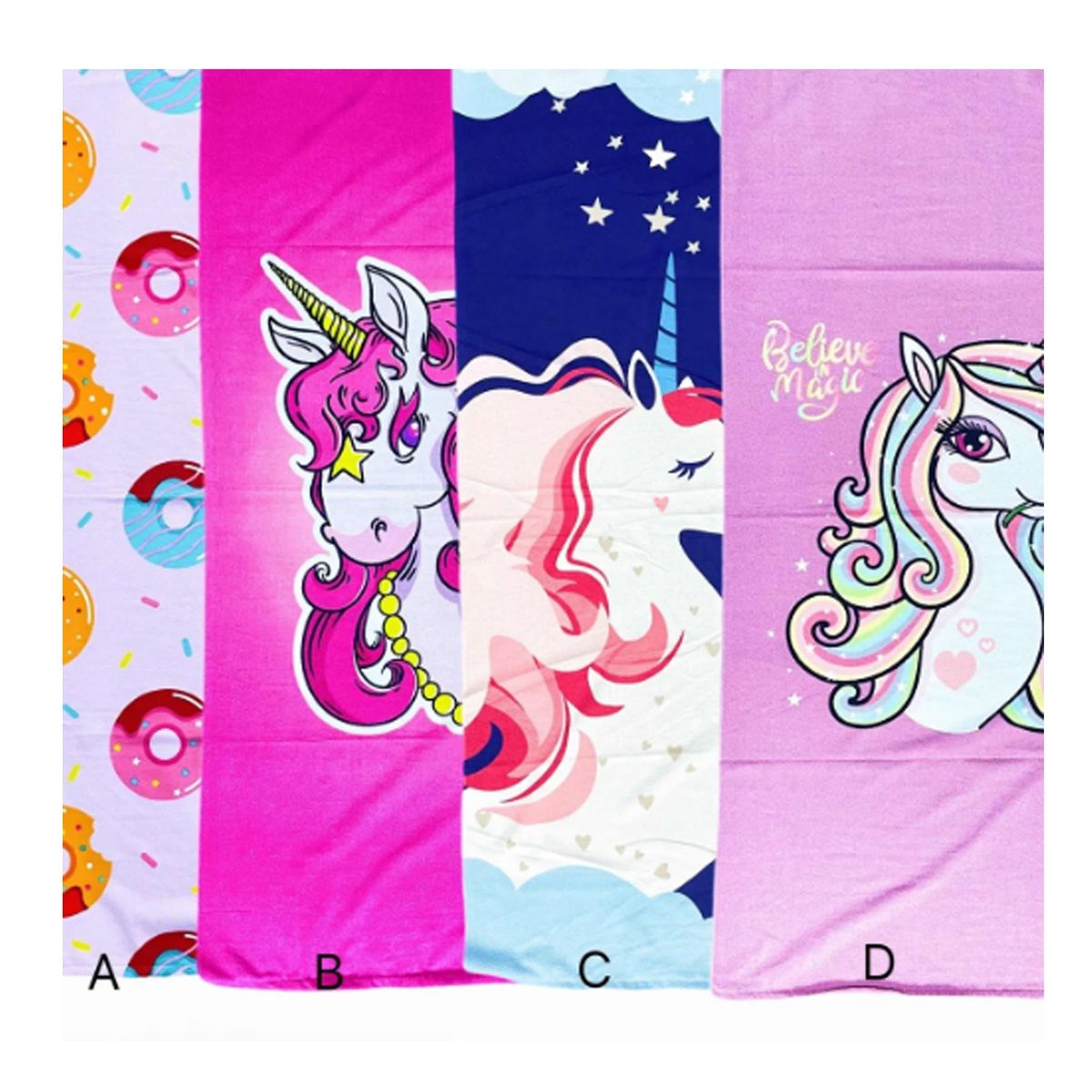 EVERSO - Pack 6 Toalla Rectángular Playa Baño Con Diseños Colores niño y niña