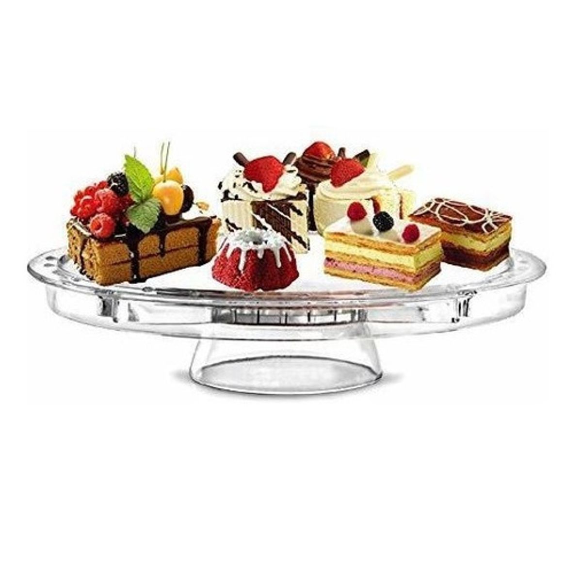 GENERICO - Base Porta Torta 6 en 1 Plato Vidrio Pastel Con Soporte.