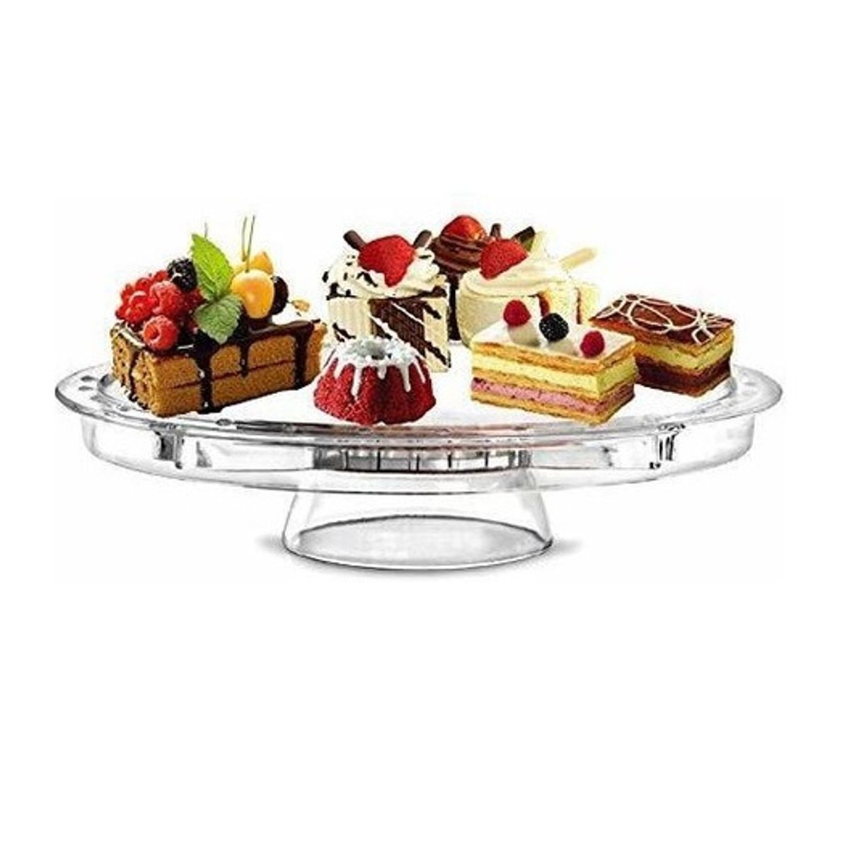 GENERICO - Base Porta Torta 6 en 1 Plato Vidrio Pastel Con Soporte.