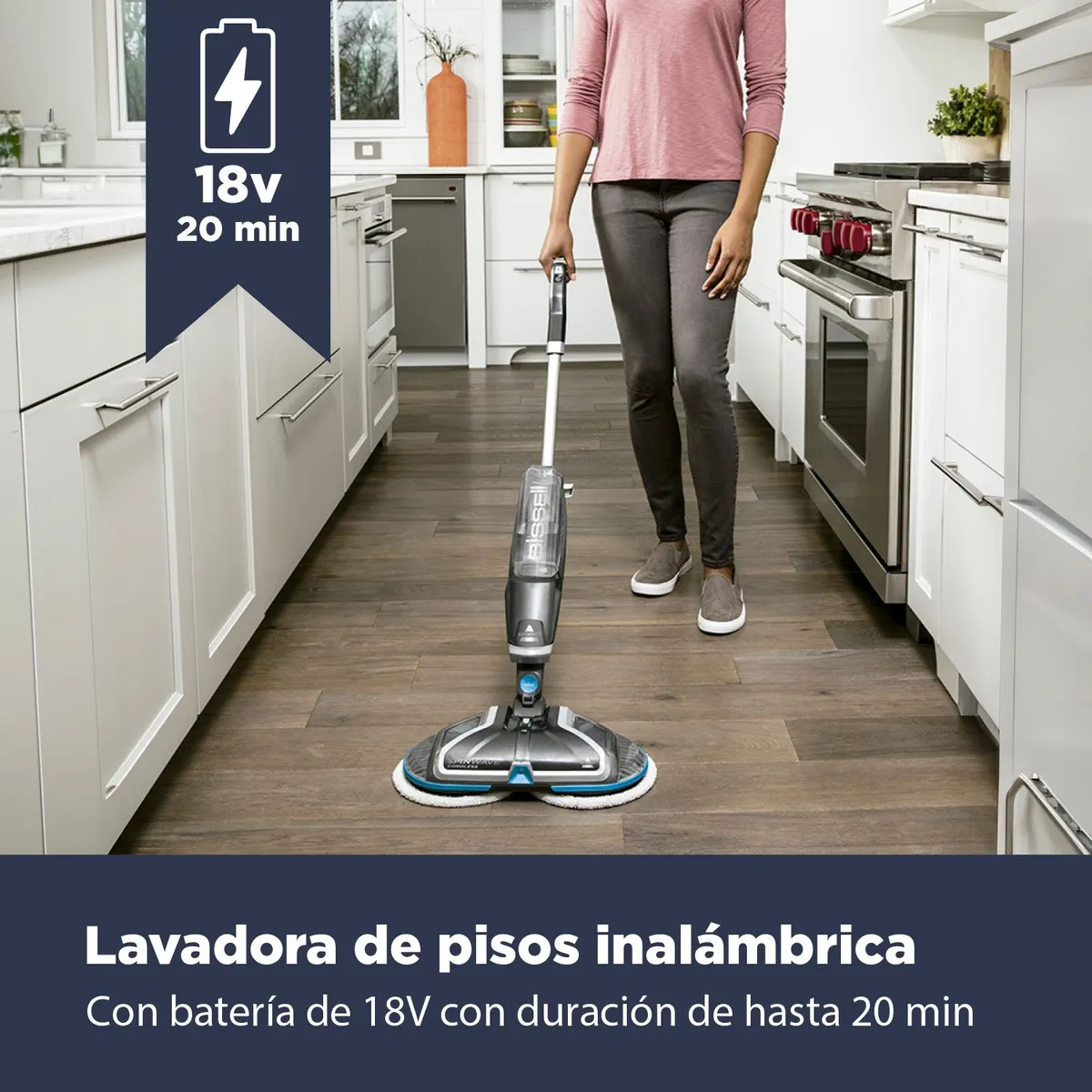 BISSELL - Trapeador Eléctrico Inalámbrico Spin Wave 2240N