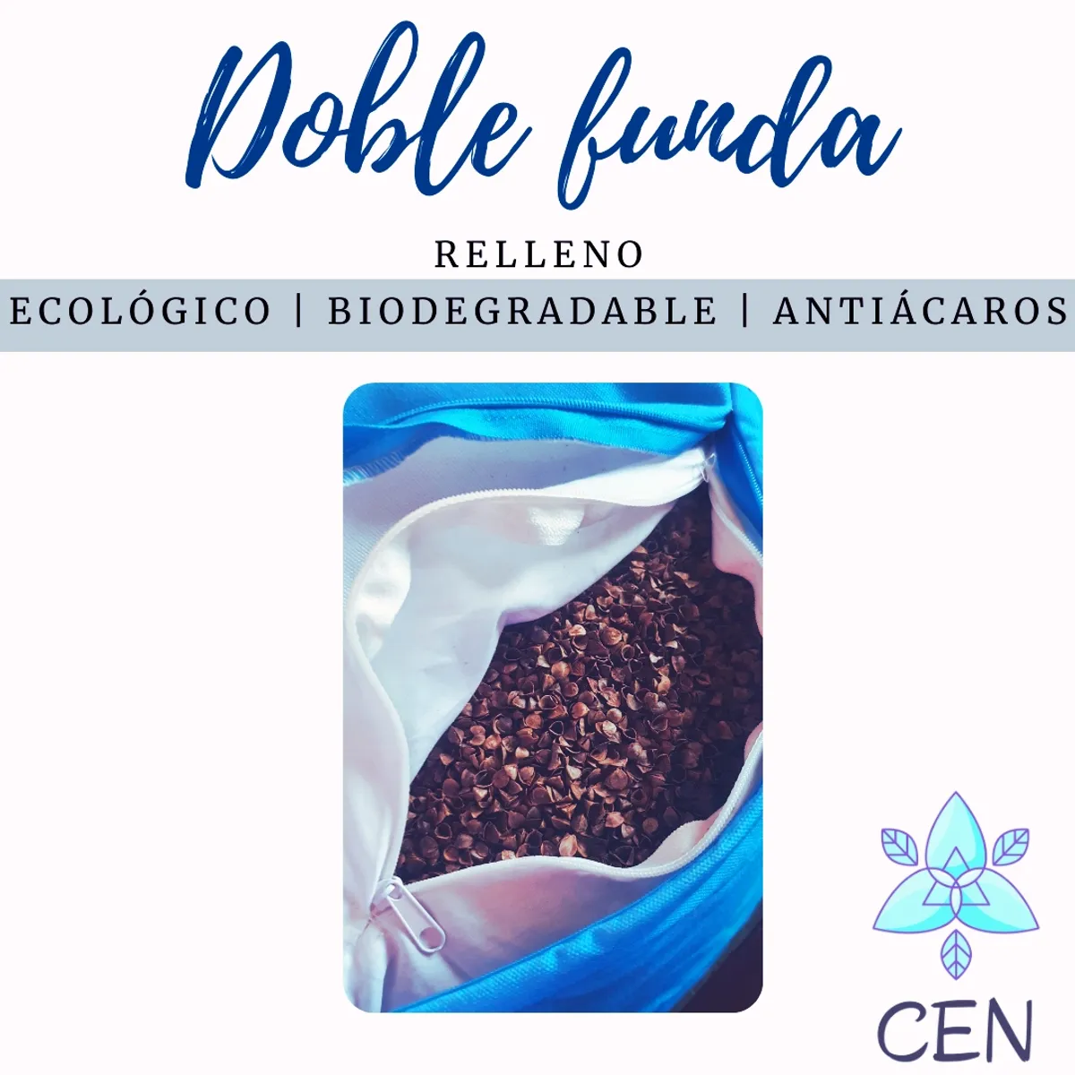 CEN - Zafu o Cojín de meditación Premium Relleno de Cáscara de Trigo Sarraceno