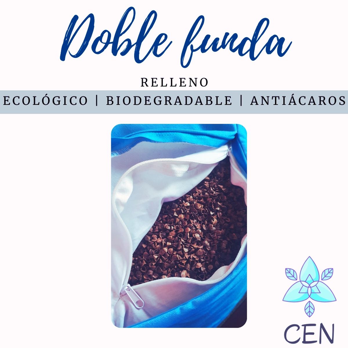 CEN - Zafu o Cojín de meditación Premium Relleno de Cáscara de Trigo Sarraceno