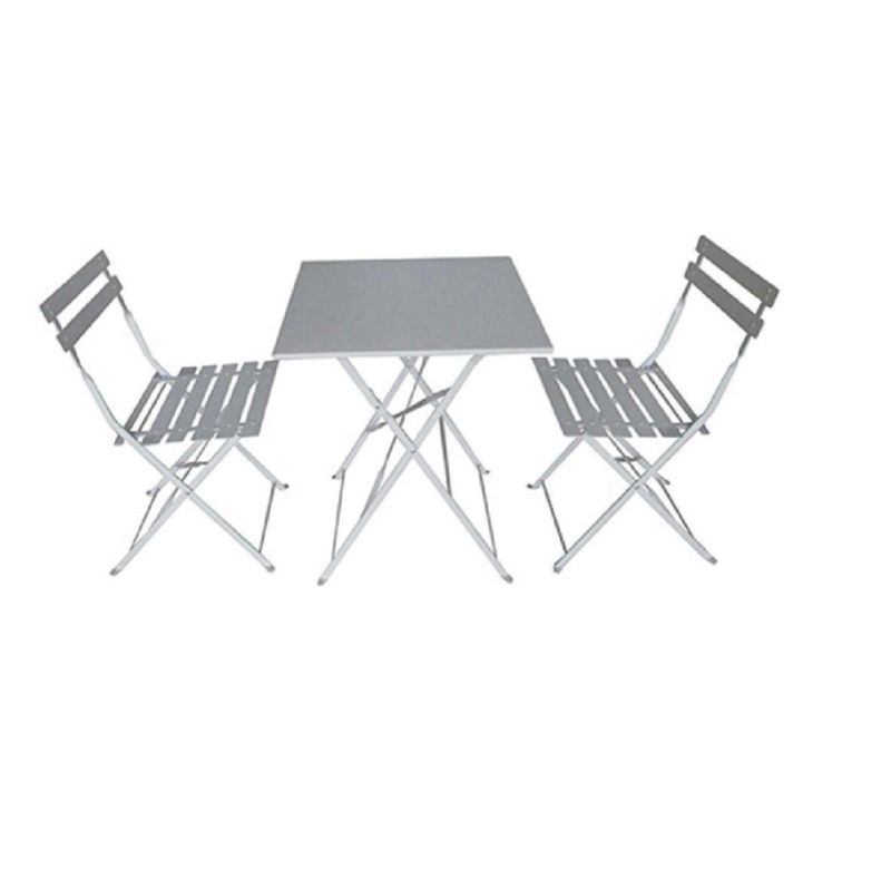 DECOGREEN - SET MESA CON DOS SILLAS VINTAGE CUADRADA BLANCA