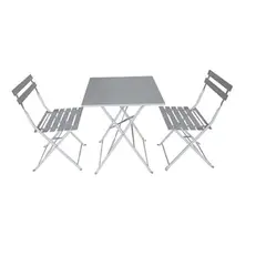 DECOGREEN - SET MESA CON DOS SILLAS VINTAGE CUADRADA BLANCA