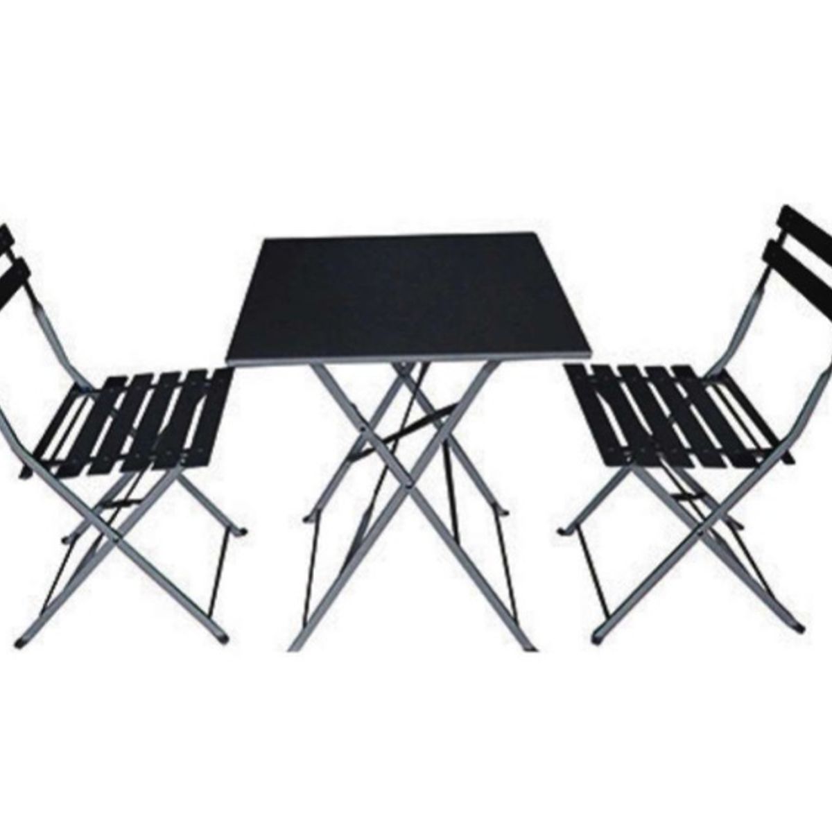 DECOGREEN - SET MESA CON DOS SILLAS VINTAGE CUADRADO NEGRA