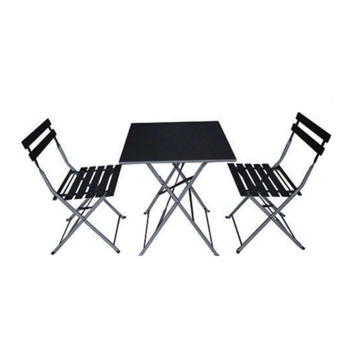 DECOGREEN - SET MESA CON DOS SILLAS VINTAGE CUADRADO NEGRA