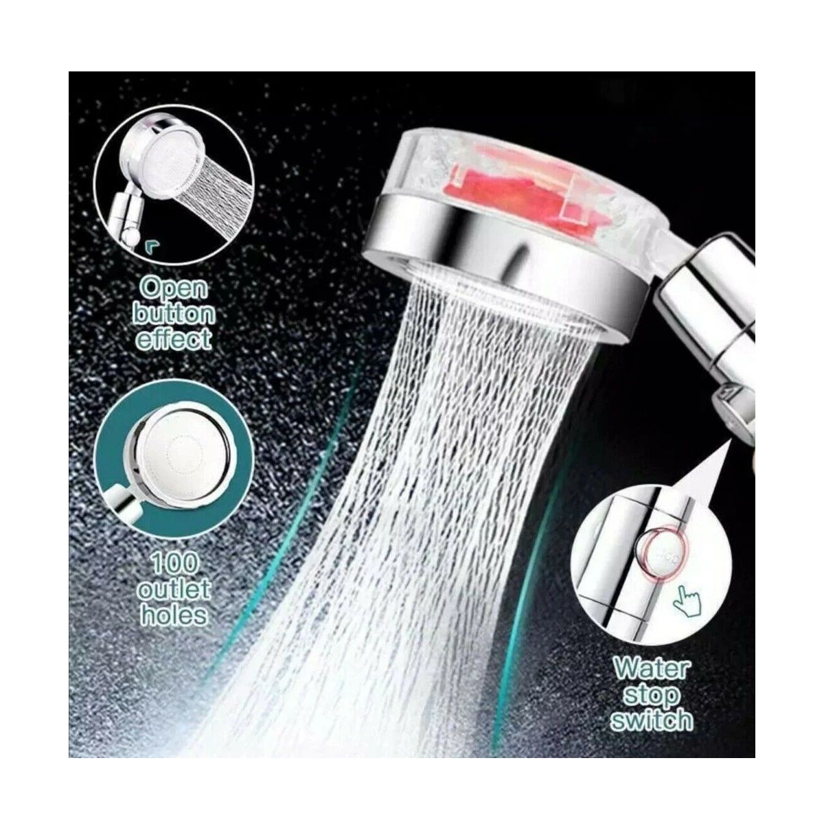 GENERICO - Cabezal Ducha Teléfono Turbina Aumenta Presión Azul