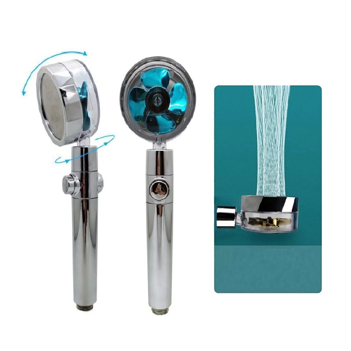 GENERICO - Cabezal Ducha Teléfono Turbina Aumenta Presión Azul