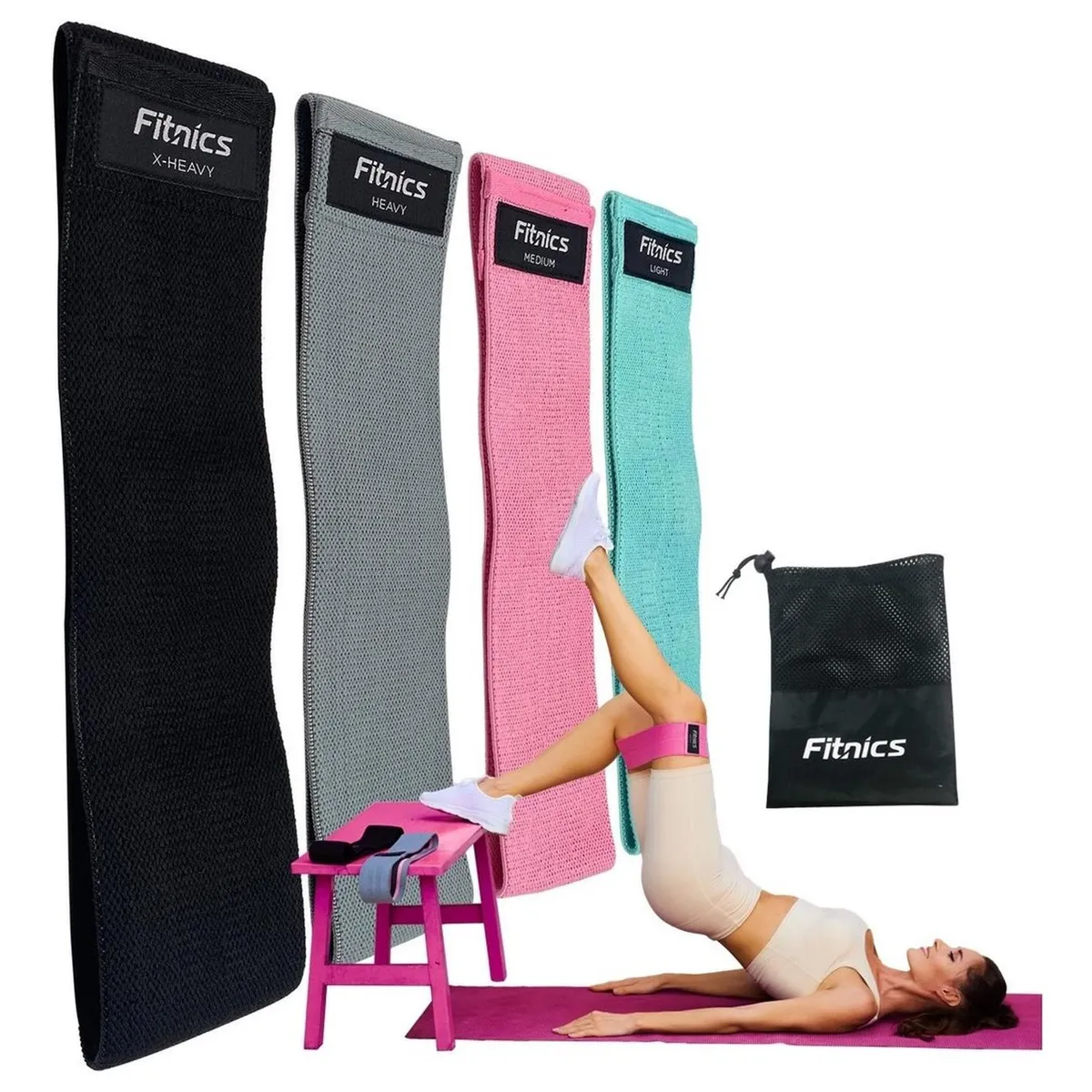 FITNICS - Bandas Resistencia Elasticas Tela Fitnics Ejercicio Set X 4