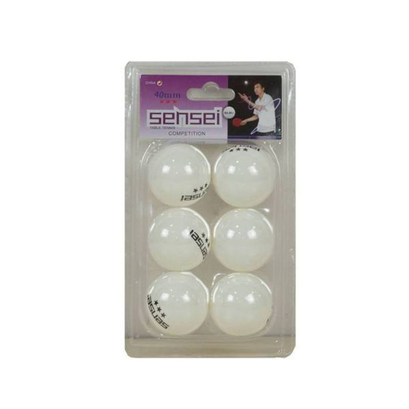 SENSEI - Pack 6 Pelotas Ping Pong 3 Estrellas Sensei Pro